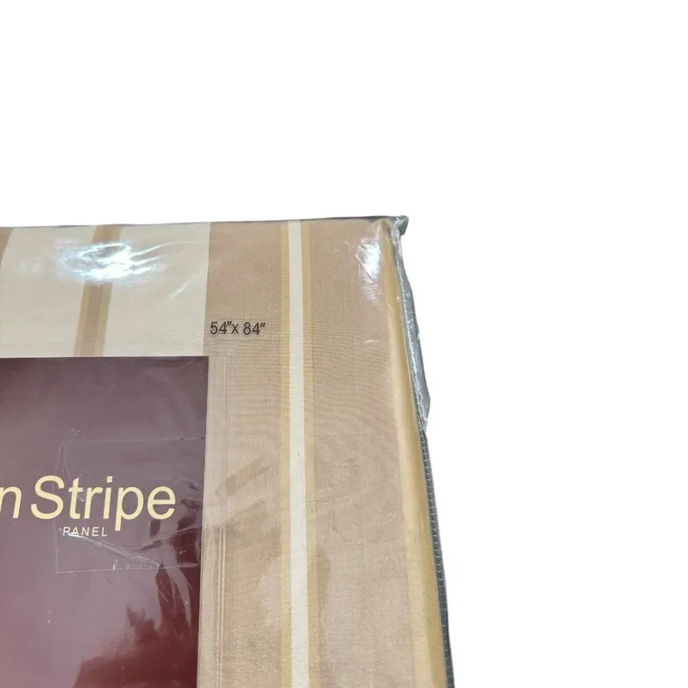 Z Gallerie Alton Stripe Curtain Panel Tan Gold Dark Rose 54